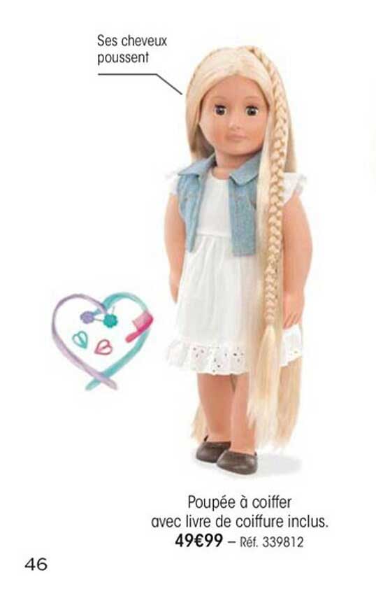 poupée à coiffer avec livre de coiffure inclus