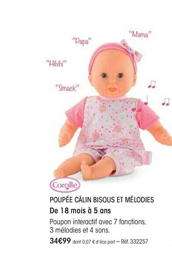 pupée câlin bisous et mélodies corolle