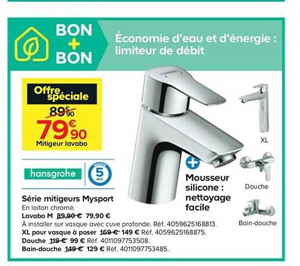série mitigeurs mysport hansgrohe