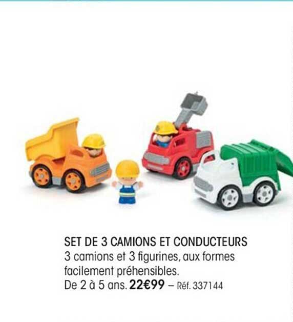 set de 3 camions et conducteurs