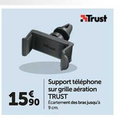 support téléphone sur grille aération trust
