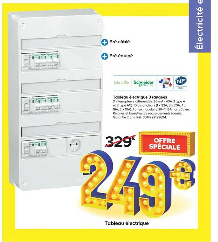 tableau électrique 3 rangées schneider