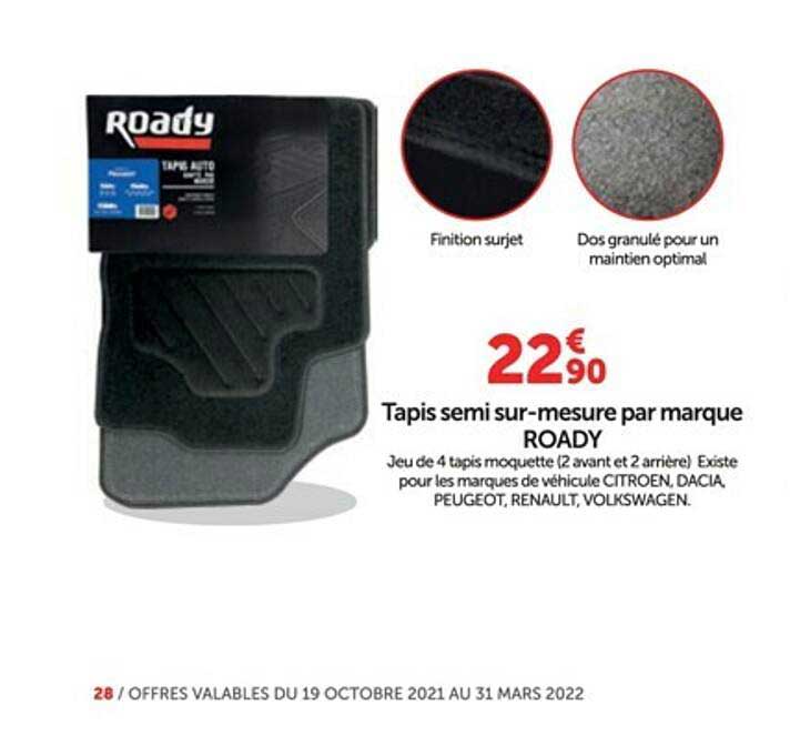 tapis semi sur-mesure par marque roady