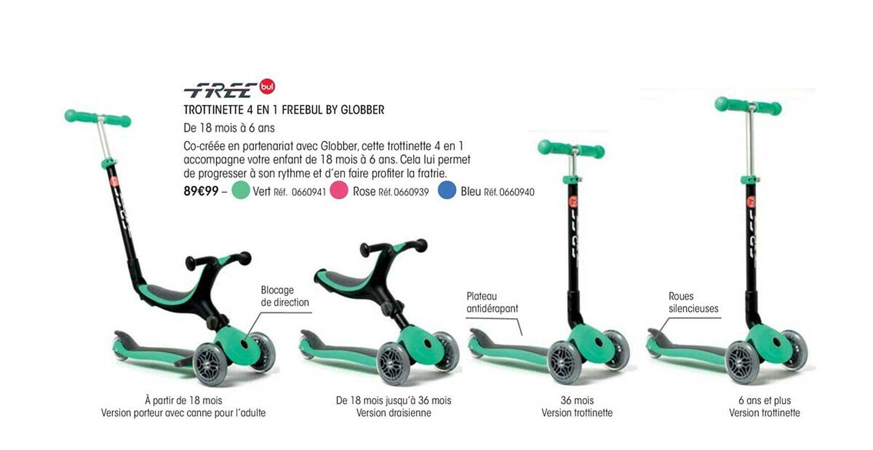 trottinette 4 en 1 freebul by globber freebul