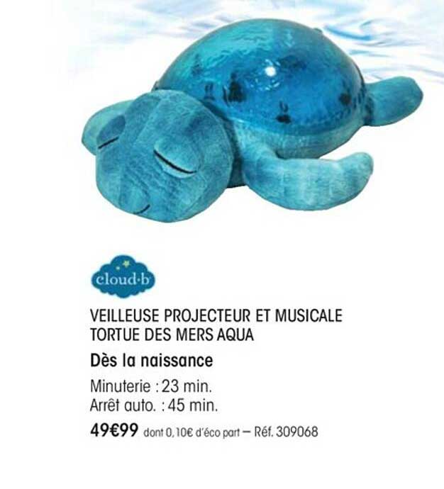 veilleuse projecteur et musicale tortue des mers aqua cloud-b