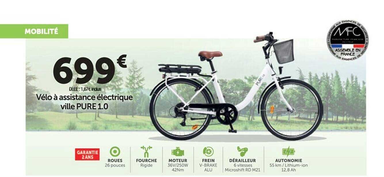vélo à assistance électrique ville pure 1.0