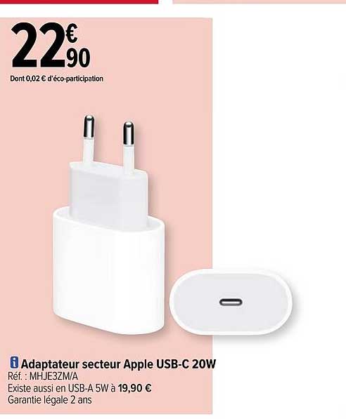 Adaptateur Secteur Apple Usb-c 20w