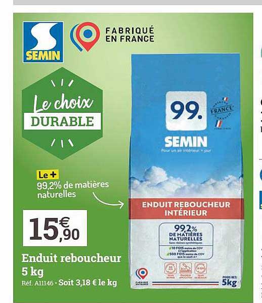 enduit reboucheur 5 kg semin