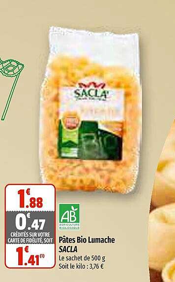 pâtes bio lumache sacla