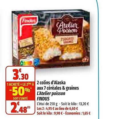 2 colins d'alaska aux 7 céréales & graines l'atelier poisson findus