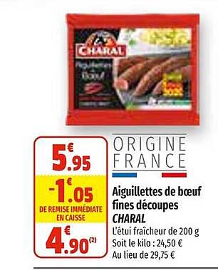 aiguillettes de boeuf fines découpes charal