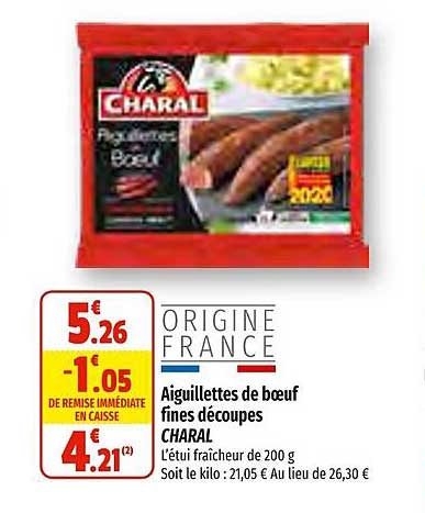 aiguillettes de bœuf fines découpes charal