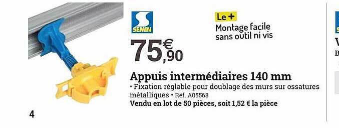 appuis intermédiaires 140 mm semin