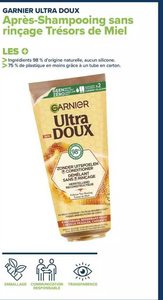 après-shampooing sans rinçage trésors de miel garnier ultra doux