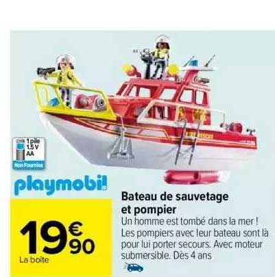 bateau de sauvetage et pompier playmobil