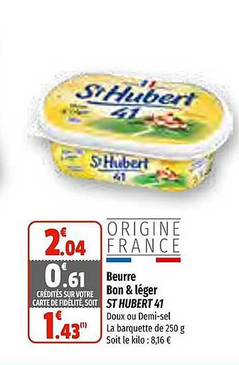 beurre bon & léger st hubert 41