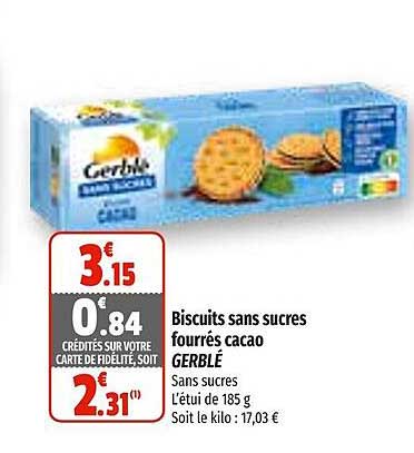 Biscuits Sans Sucres Fourrés Cacao Gerblé