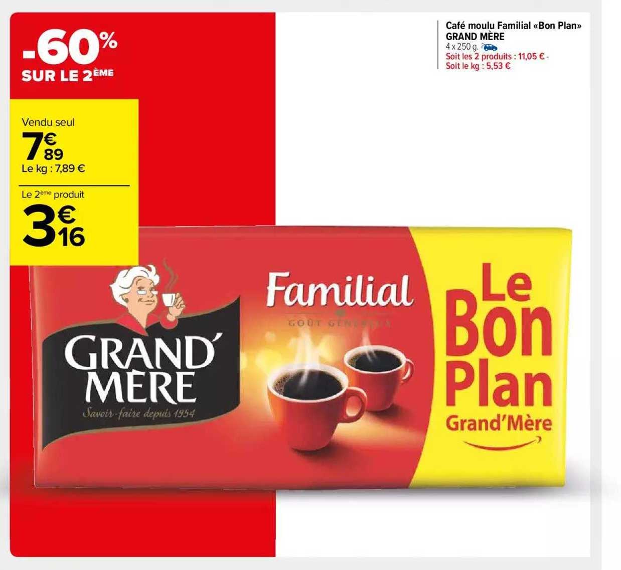 café moulu familial «bon plan» grand mère