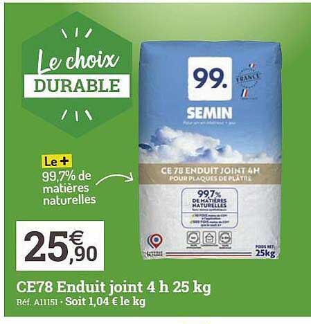 ce78 enduit joint 4h 25 kg semin