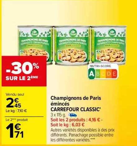 Champignons De Paris émincés Carrefour Classic'