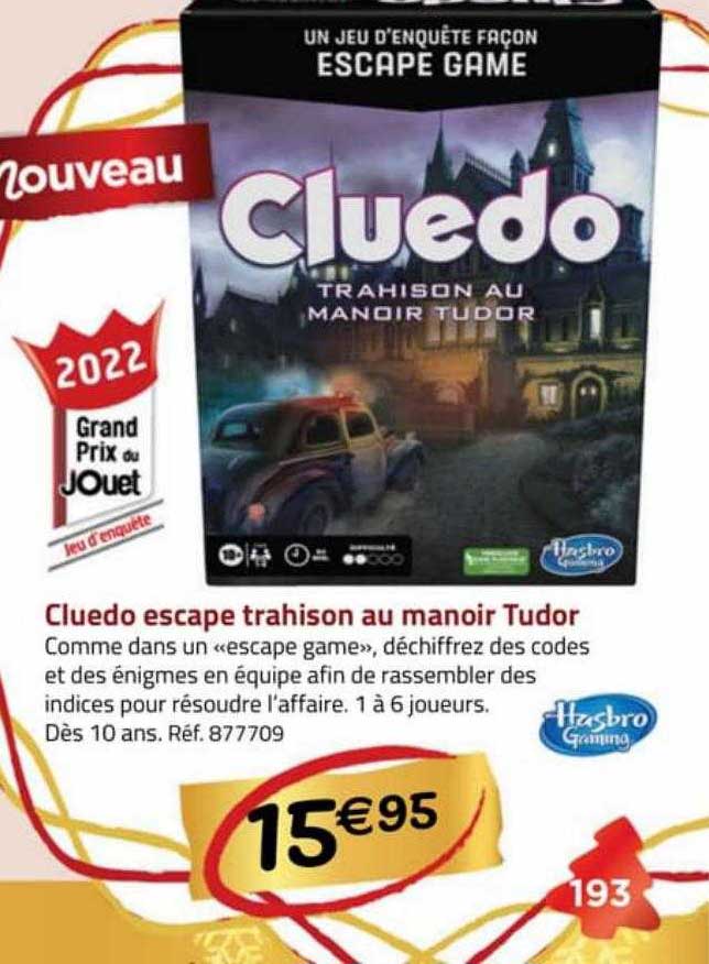 cluedo escape trahison au manoir tudor hasbro gaming