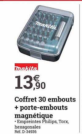 coffret 30 embouts + porte-embouts magnétique makita