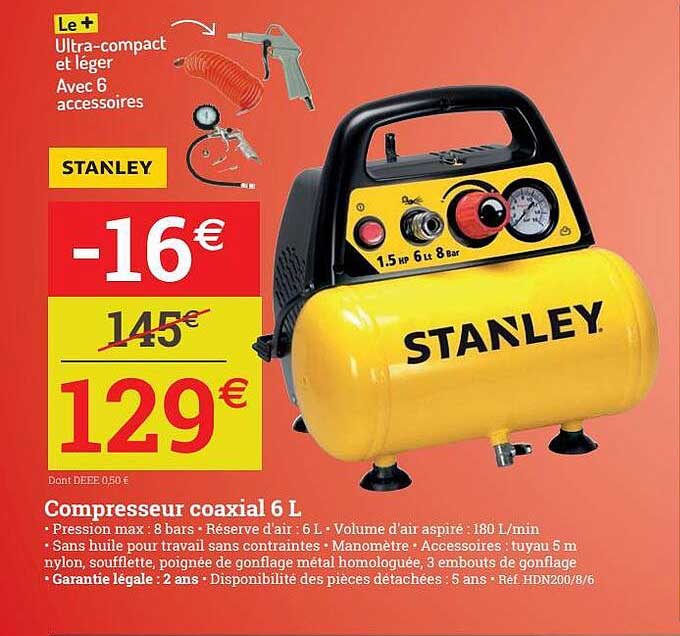 compresseur coaxial 6l stanley