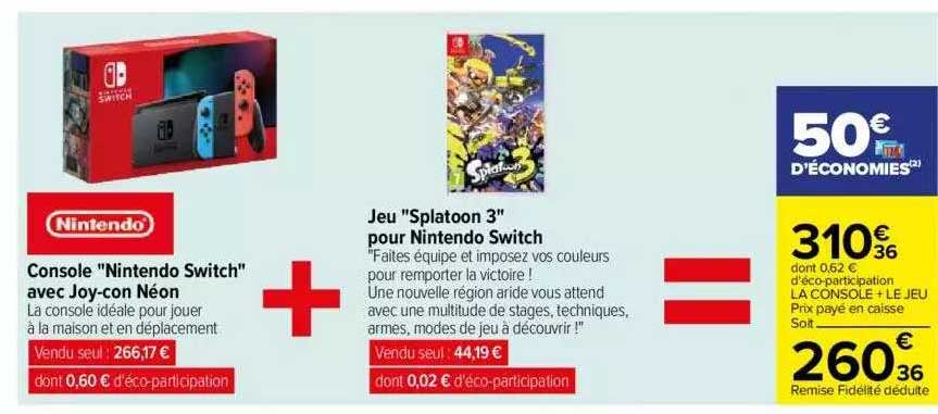 console "nintendo switch" avec joy-con néon, jeu "splatoon 3" pour nintendo switch