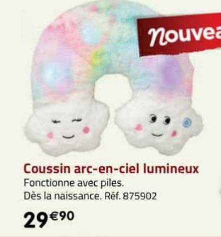 coussin arc-en-ciel lumineux