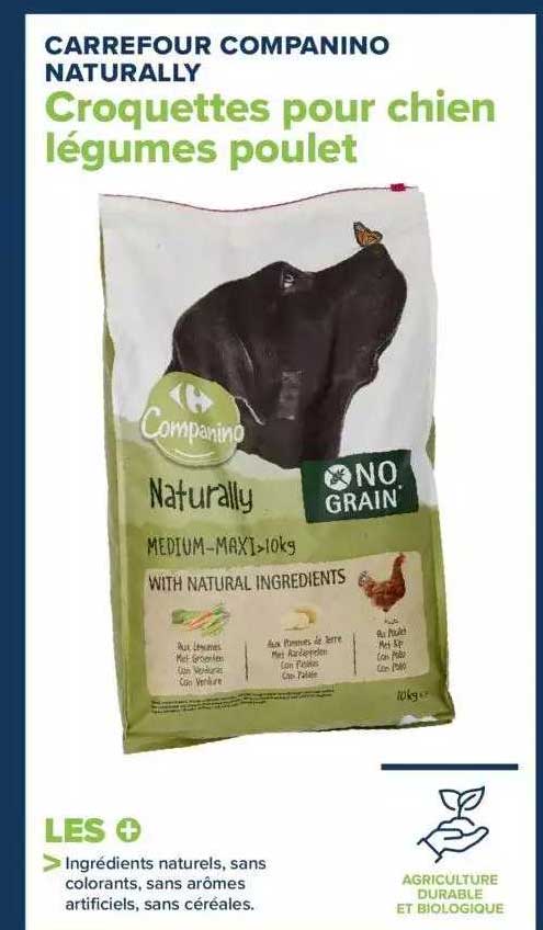 croquettes pour chien légumes poulet carrefour companino naturally