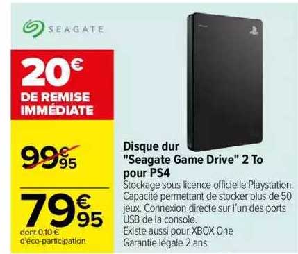 disque dur "seagate game drive" 2 to pour ps4
