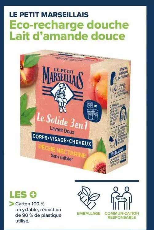 eco-recharge douche lait d'amande douce le petit marseillais