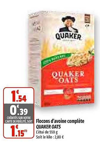 flocons d'avoine complète quaker oats