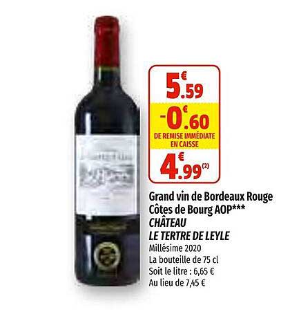 grand vin de bordeaux rouge côtes de bourg aop château la tertre de leyle