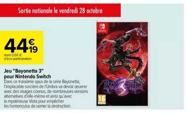 jeu "bayonetta 3" pour nintendo switch