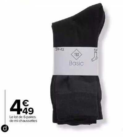 Le Lot De 6 Paires De Mi-chaussettes Tex Basic