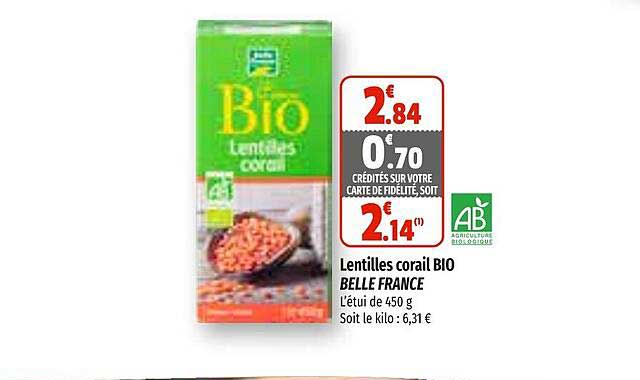 Lentilles Corail Bio Belle France