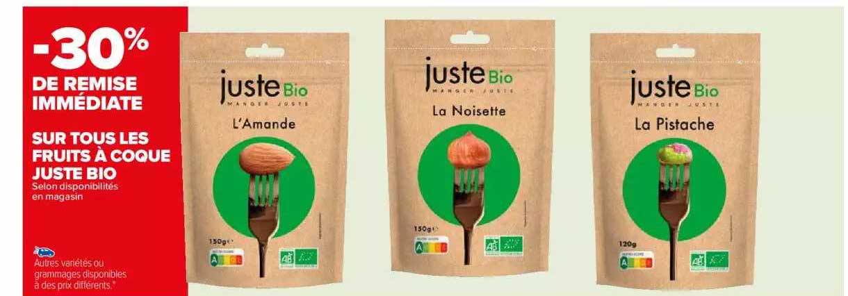 les fruits à coque juste bio