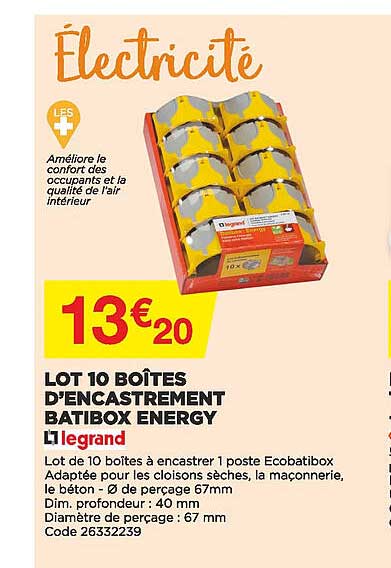 Lot 10 Boîtes D'encastrement Batibox Energy Legrand