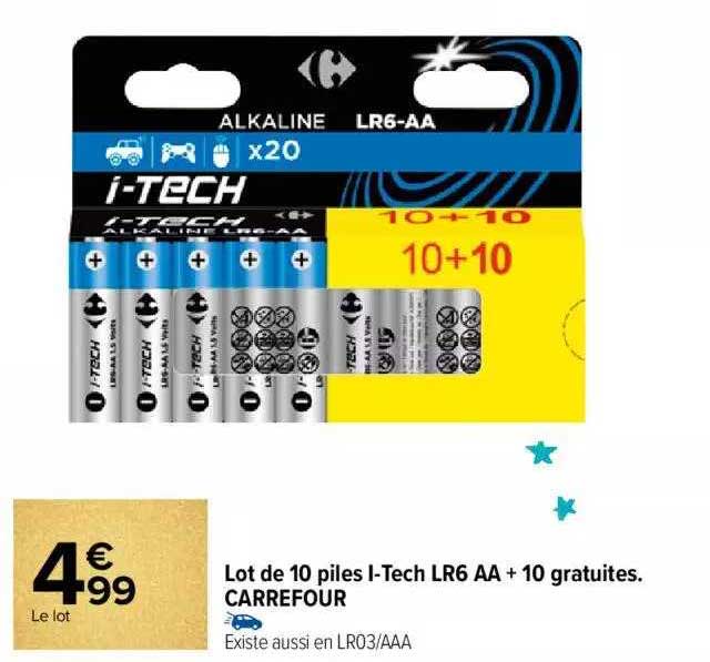 Lot De 10 Piles I-tech Lr6 Aa + 10 Gratuites Carrefour