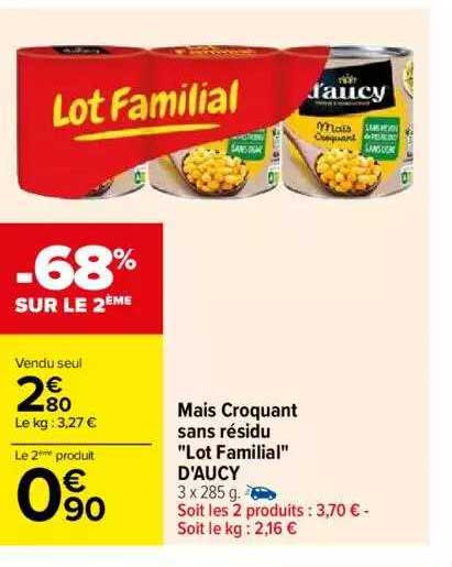 maïs croquant sans résidu "lot familial" d'aucy