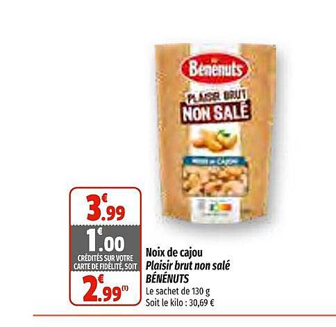 noix de cajou plaisir brut non salé bénenuts