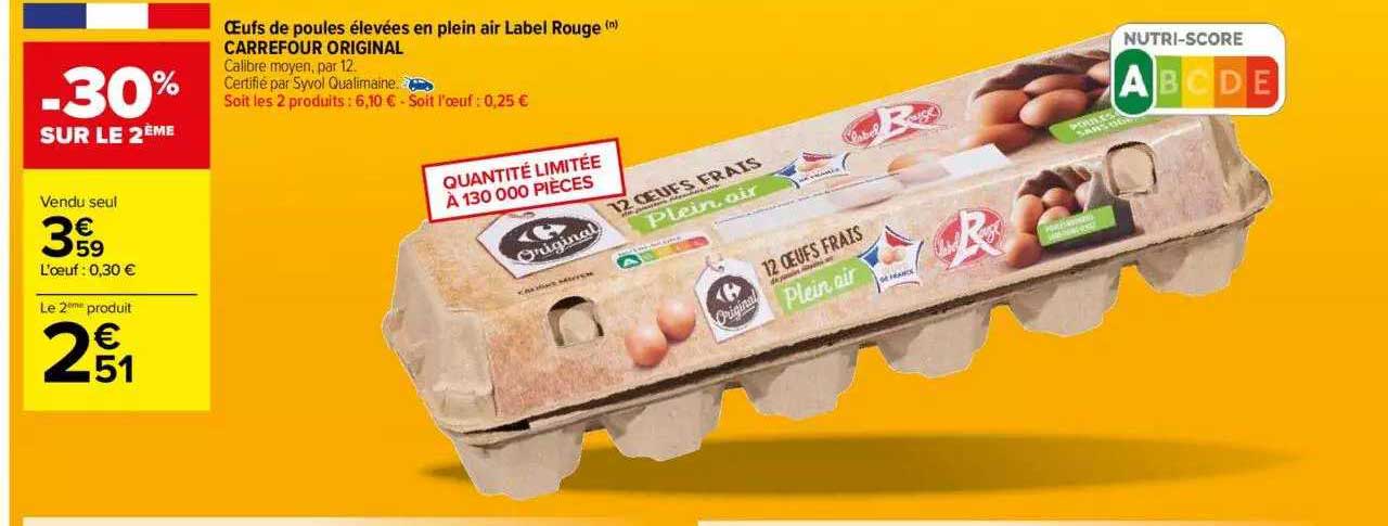 oeufs de poules élevées en plein air label rouge carrefour original
