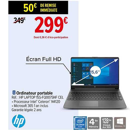 Ordinateur Portable 15,6" Hp