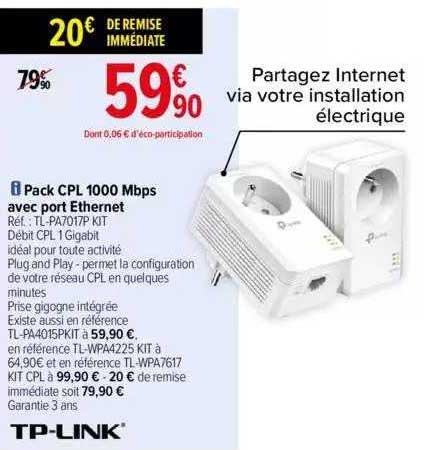 pack cpl 1000 mbps avec port ethernet tp-link