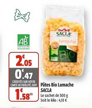 pâtes bio lumache sacla