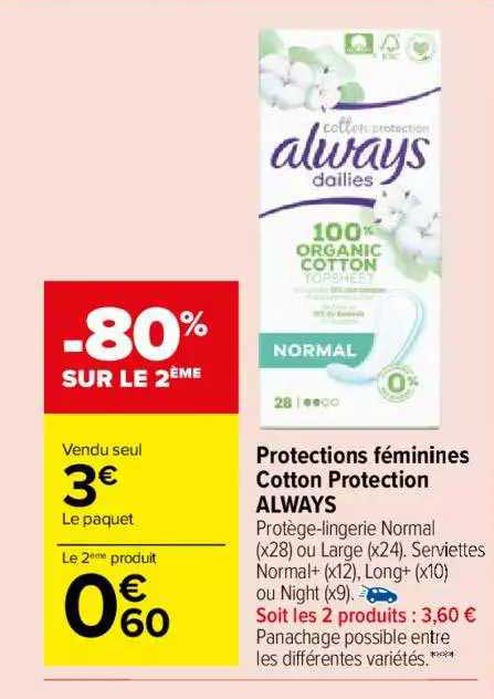 protections féminines cotton protection always