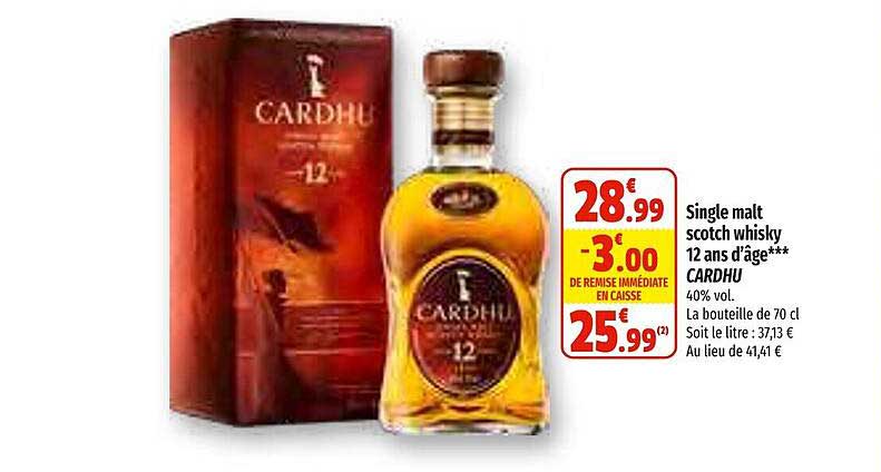 single malt scotch whisky 12 ans d'âge cardhu