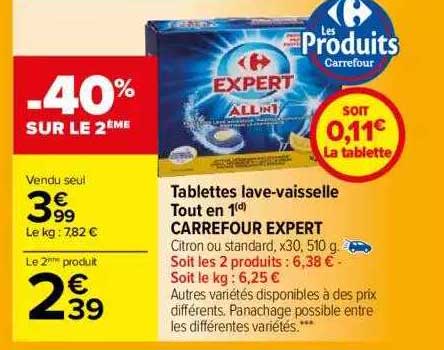 tablettes lave-vaisselle tout en 1 carrefour expert