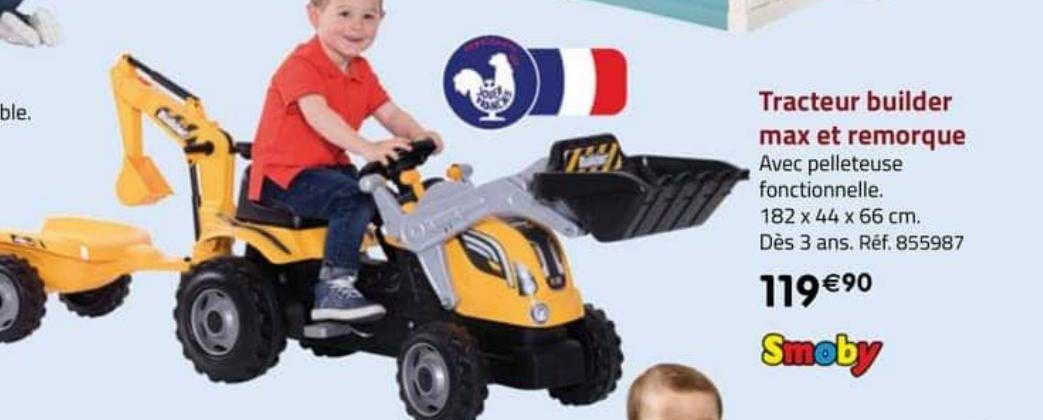 tracteur builder max et remorque smoby